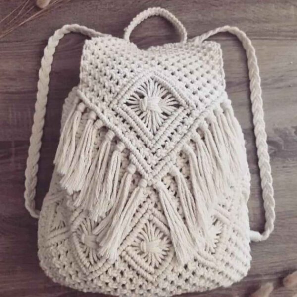 Price and Buy Boho Macramé Backpack Handmade for Women Model Tassel