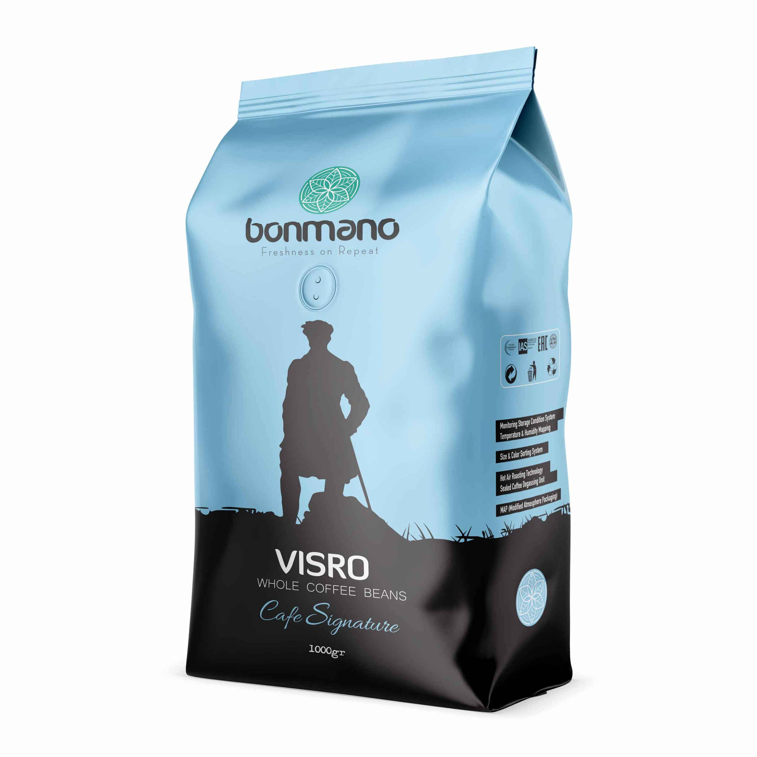 Price and Buy Bonmano Fresh Roasted Whole Coffee Beans Model Visro 1000 gr