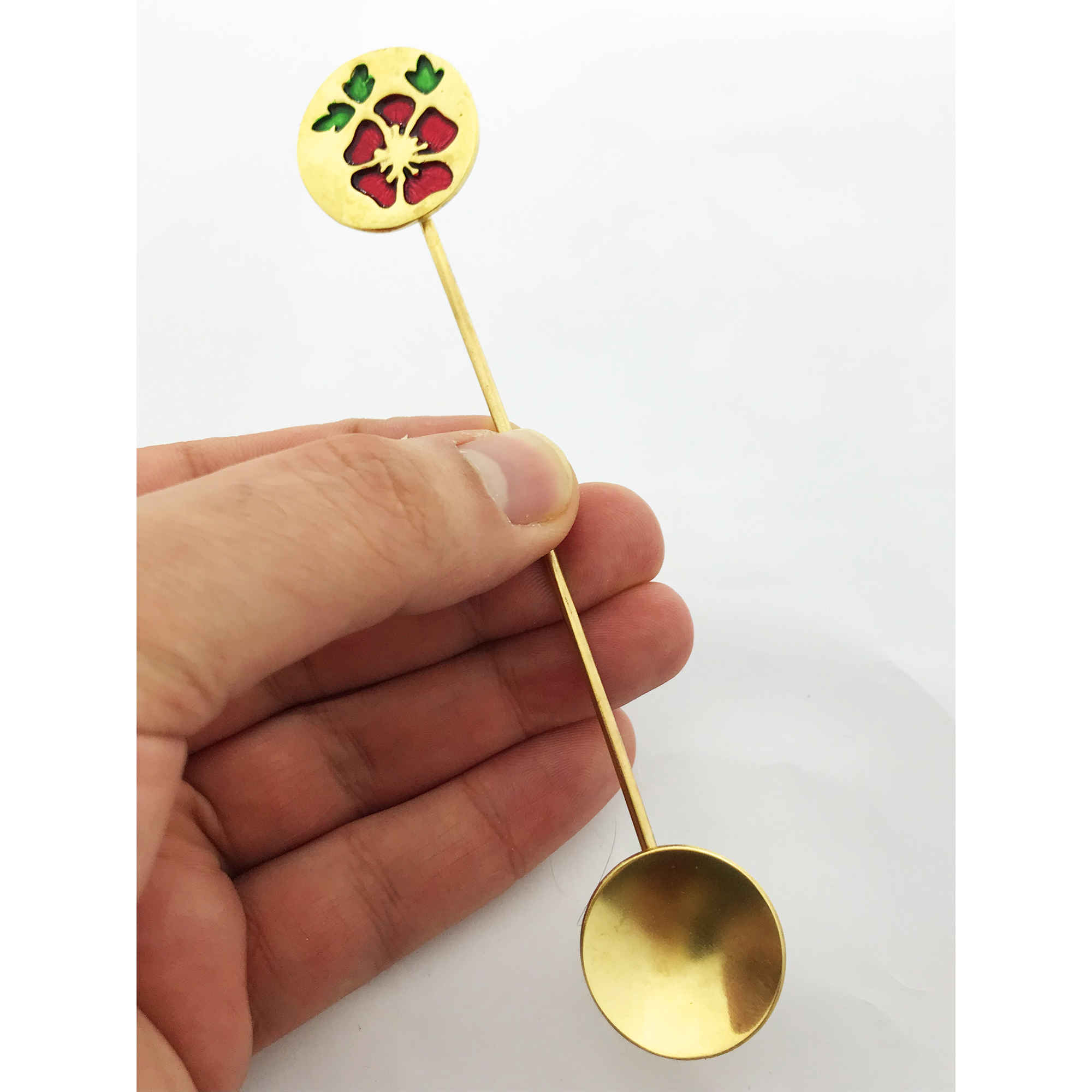 Price and Buy Brass Bar Spoon with Artisan Flower Design Set – 3 Pieces - Image 3
