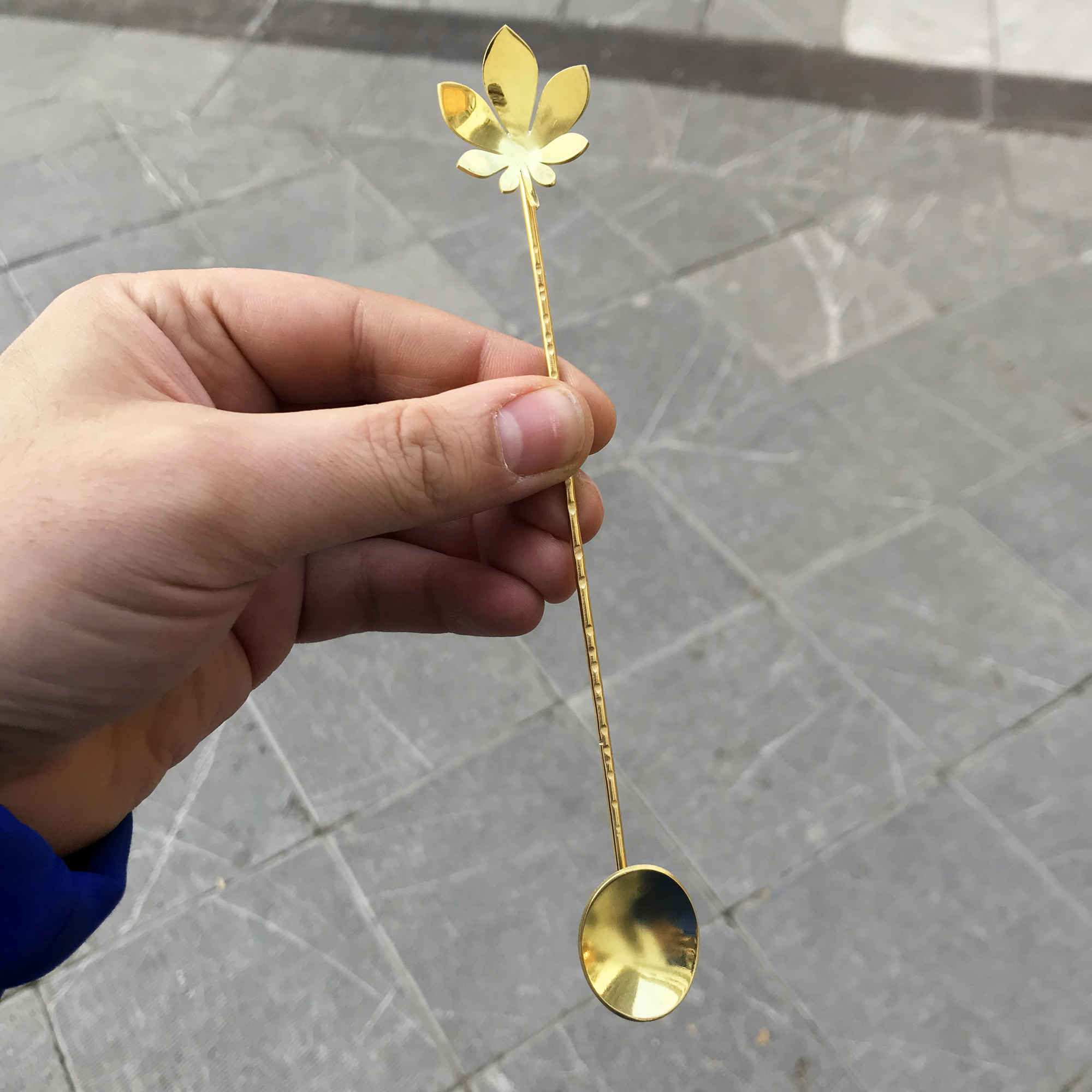 Price and Buy Brass Bar Spoon with Artisan Leaf Design Set – 3 Pieces - Image 5