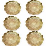 Price and Buy Brass Coaster Persian Engraving Floral Pattern 6 Pieces