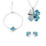 Price and Buy Brass Four Leaf Clover Jewelry Set – Necklace Bracelet Stud Earrings Set for Women