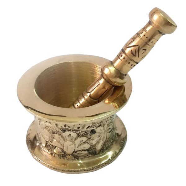 Price and Buy Brass Mortar & Pestle Set with Traditional Floral Design_68ffa420074e6.jpeg Price and Buy Brass Mortar & Pestle Set with Traditional Floral Design