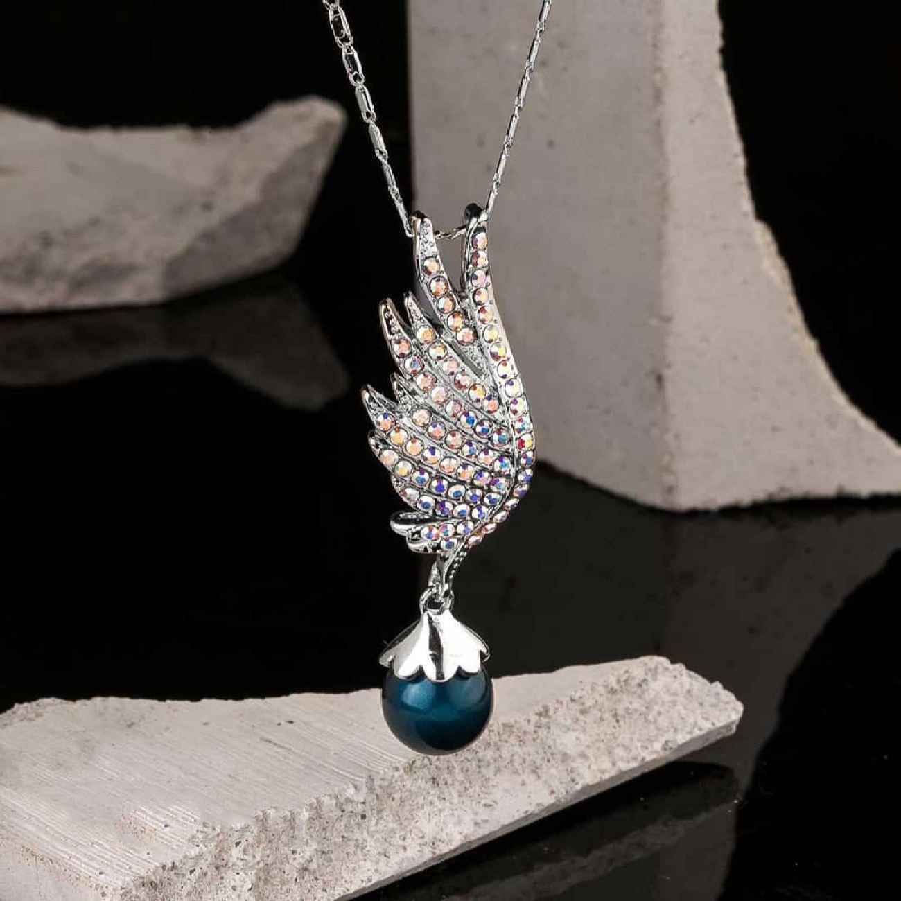 Price and Buy Brass Necklace for Women with Angel Wing Design - Image 3