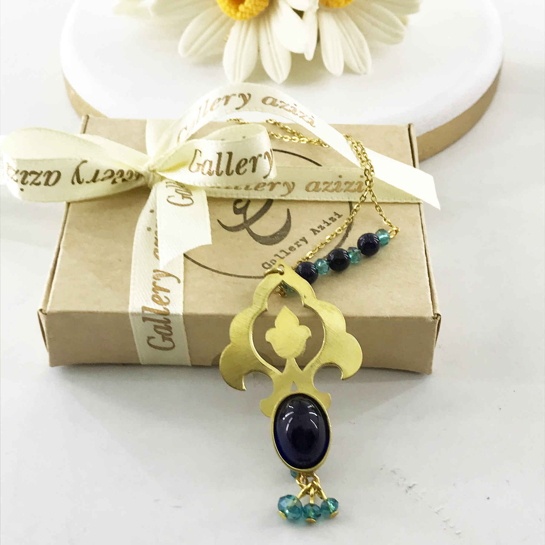 Price and Buy Brass Necklace Persian Traditional Theme for Women with Agate - Image 5