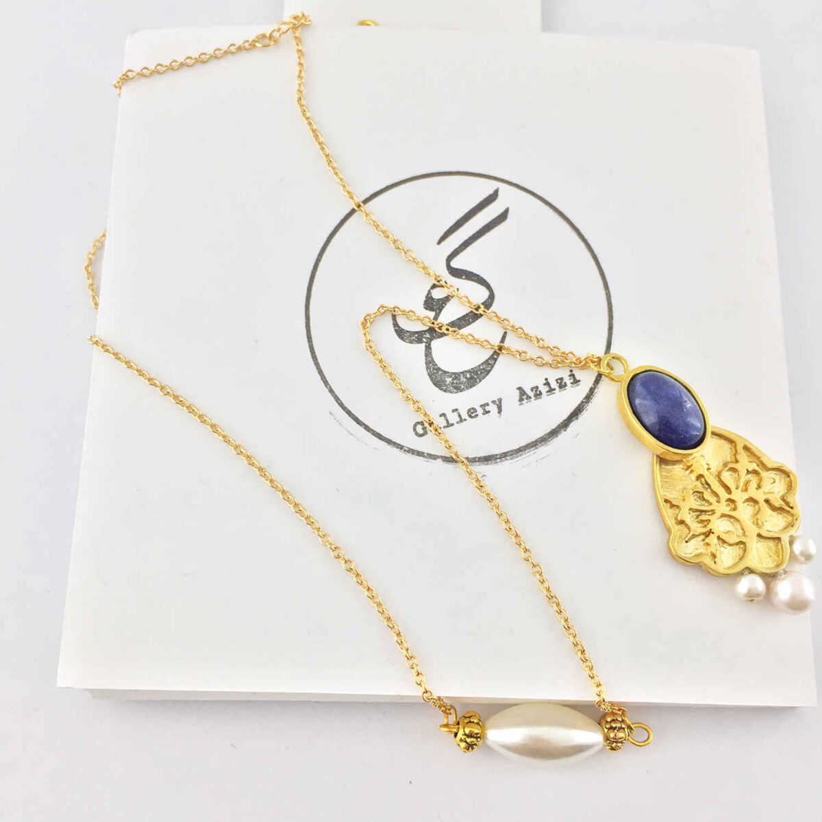 Price and Buy Brass Necklace Persian Traditional Theme for Women with Lapis Lazuli - Image 4