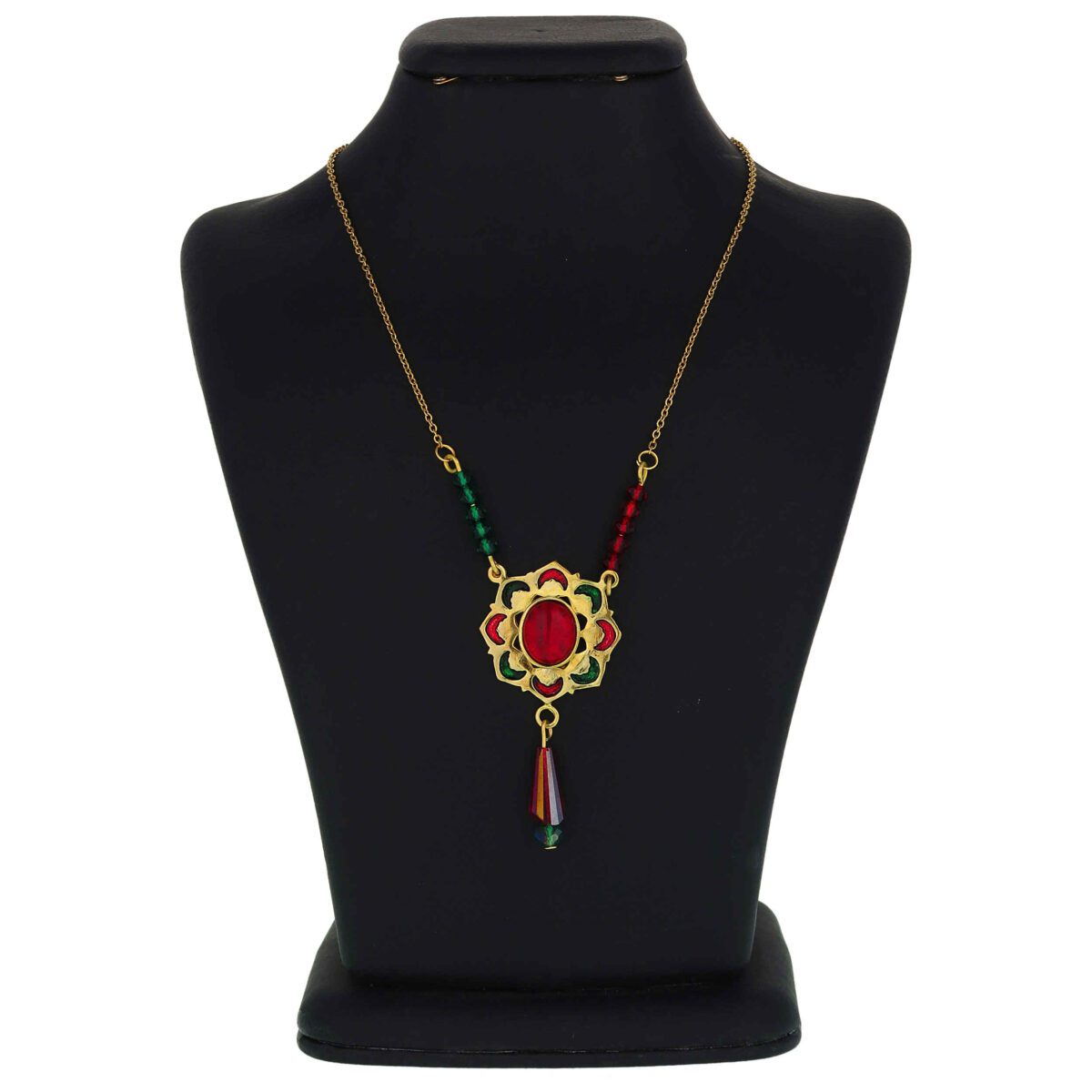 Price and Buy Brass Necklace Persian Traditional Theme for Women with Red and Green Agate