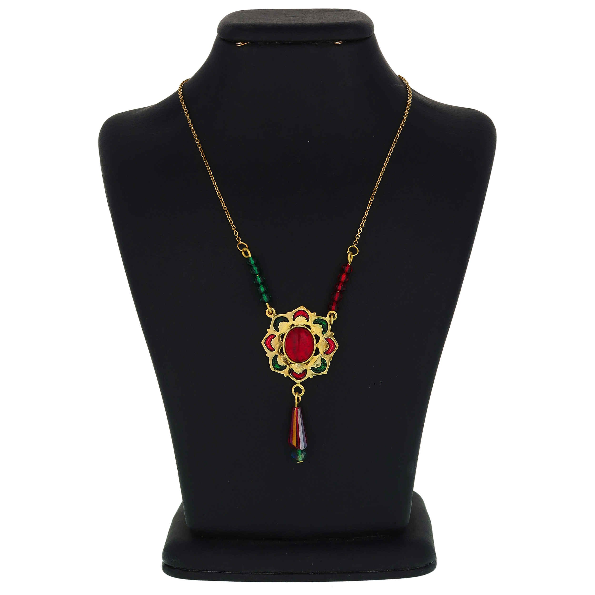 Price and Buy Brass Necklace Persian Traditional Theme for Women with Red and Green Agate