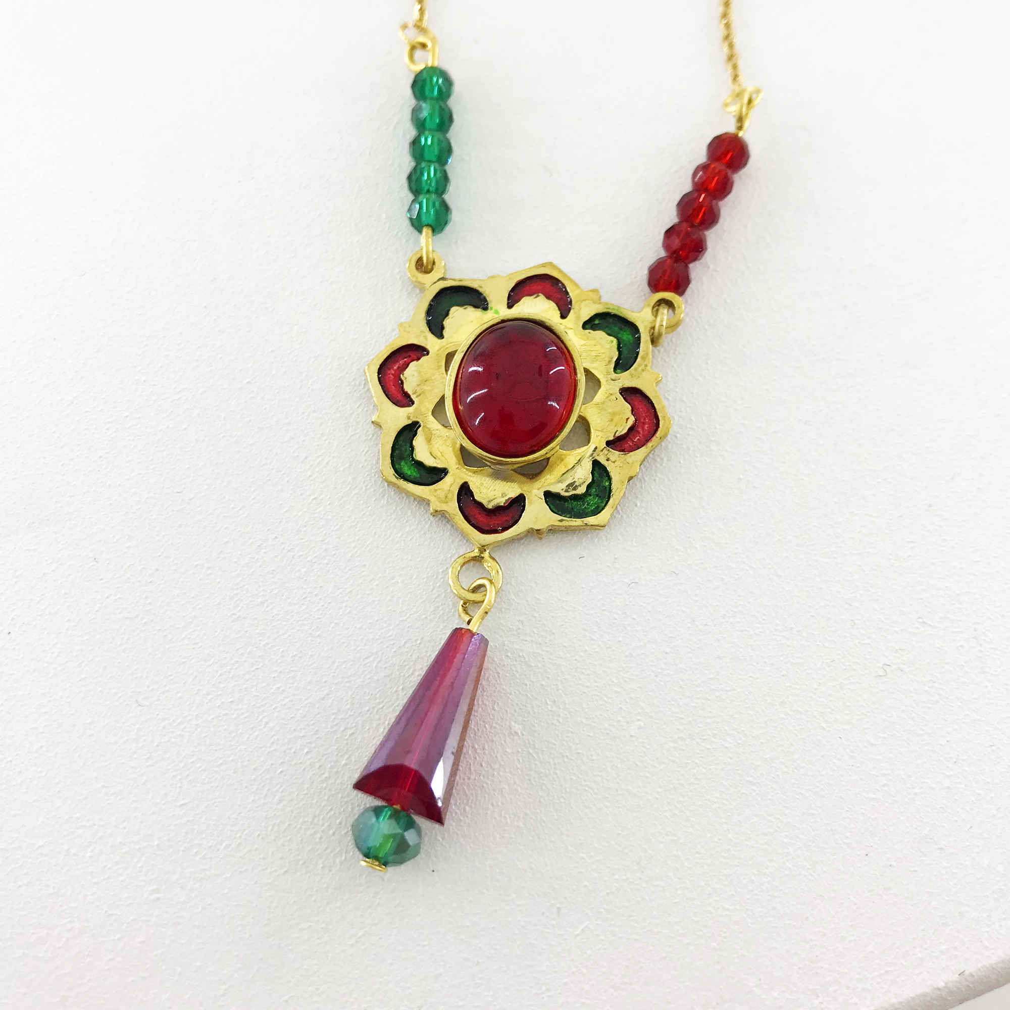 Price and Buy Brass Necklace Persian Traditional Theme for Women with Red and Green Agate - Image 4