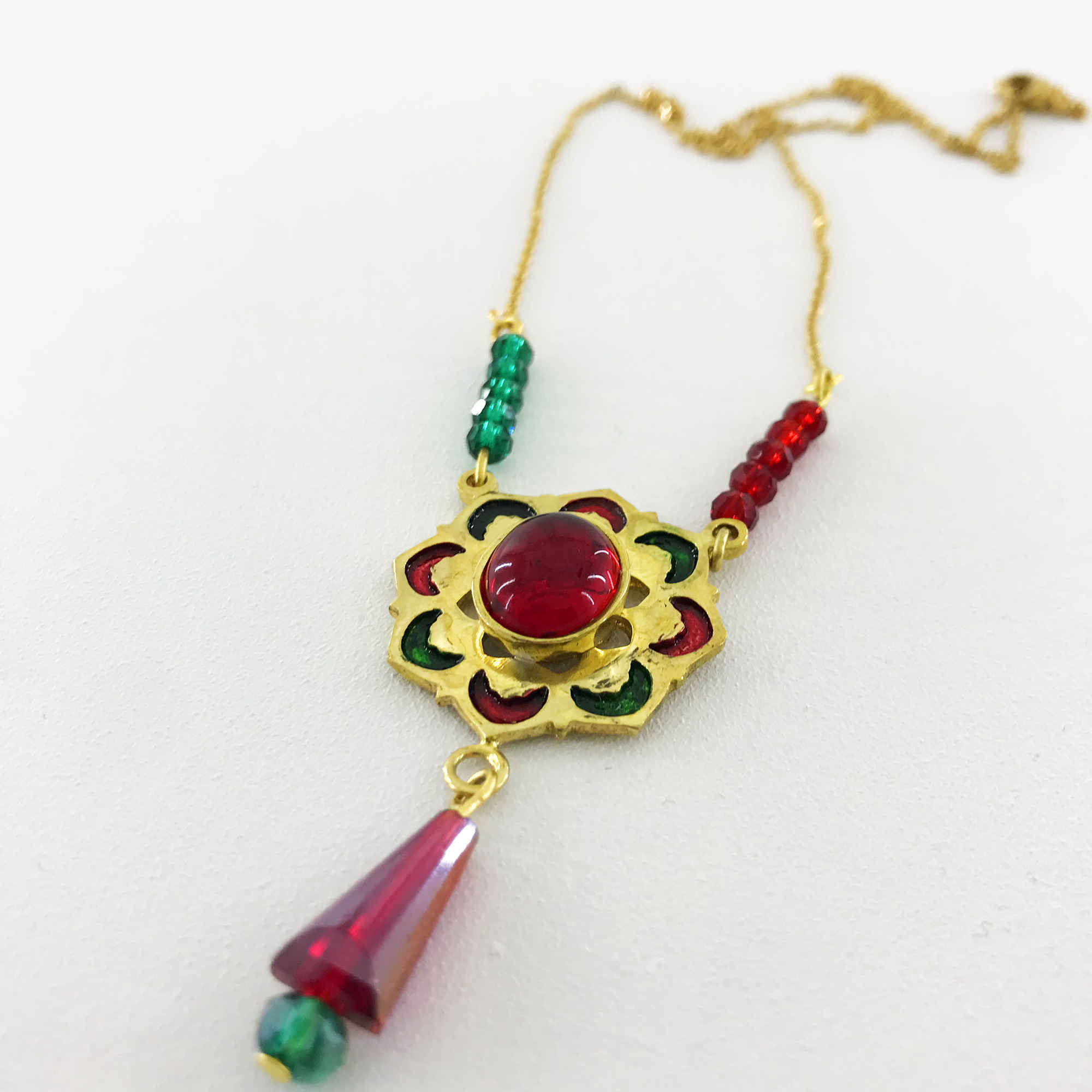 Price and Buy Brass Necklace Persian Traditional Theme for Women with Red and Green Agate - Image 5