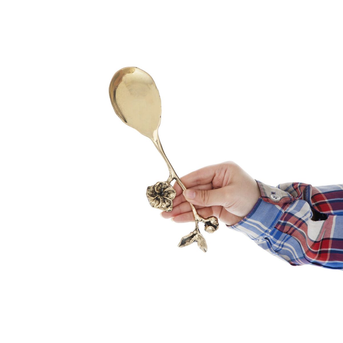 Price and Buy Brass Nut Serving Spoon Floral Design - Image 4