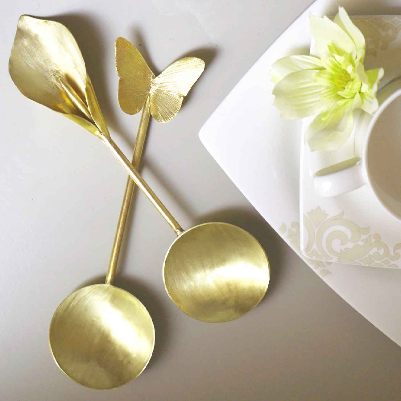 Price and Buy Brass Nut Serving Spoon Flower Design in Golden - Image 4