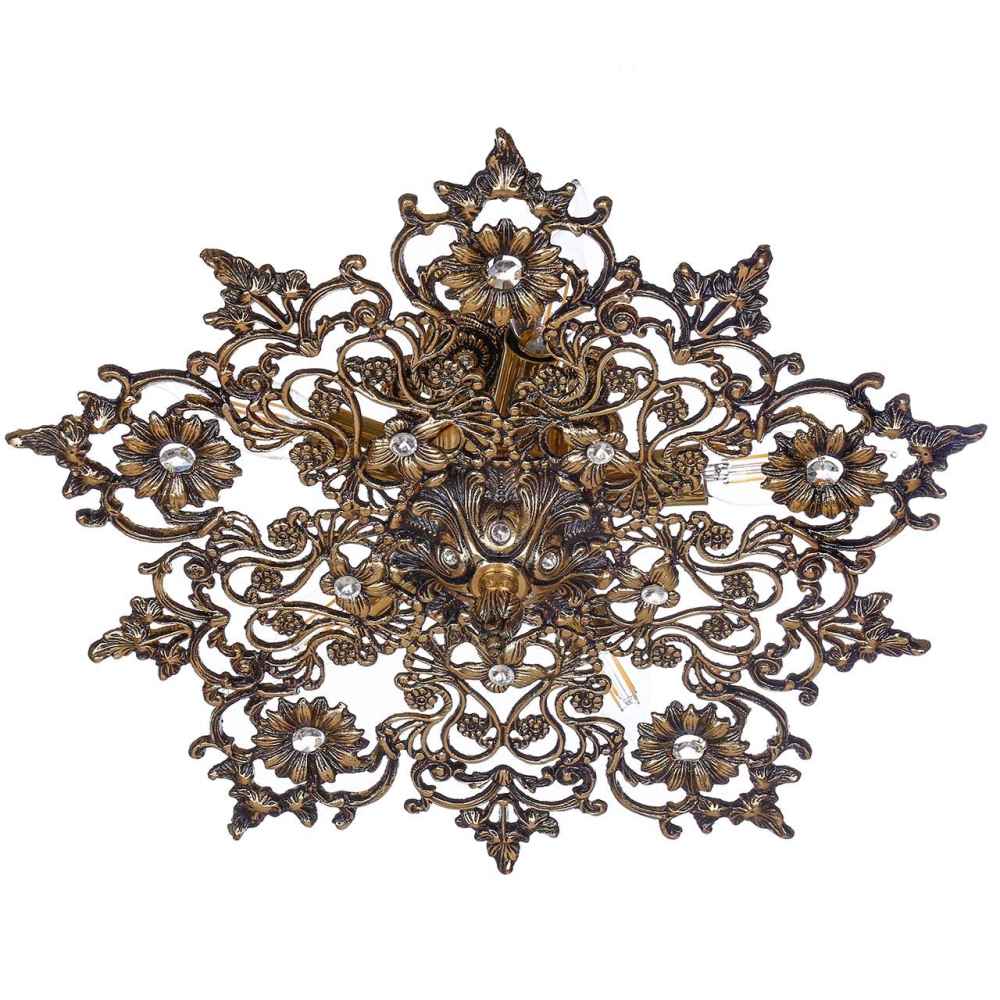Price and Buy Brass Semi-flush Chandelier Florentine and Vintage Style Roshan_68fcd259312b1.jpeg Price and Buy Brass Semi-flush Chandelier Florentine and Vintage Style Roshan - Image 1