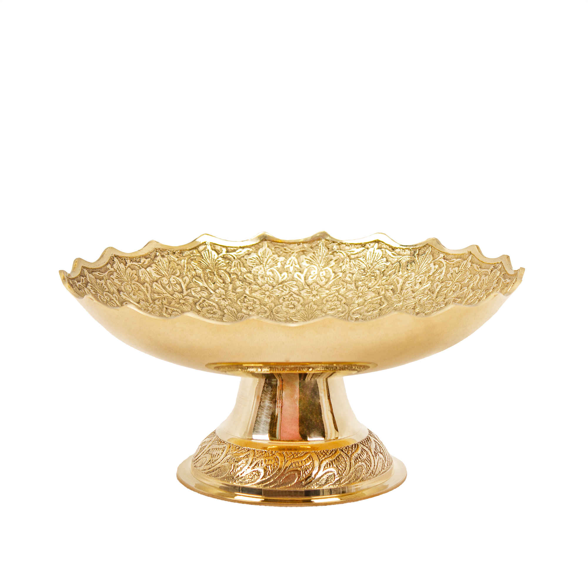 Price and Buy Brass Serving Stand Intricate Floral Engraving with Base - Image 3