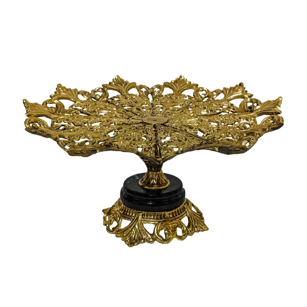 Price and Buy Brass Serving Stand with Intricate Floral Details