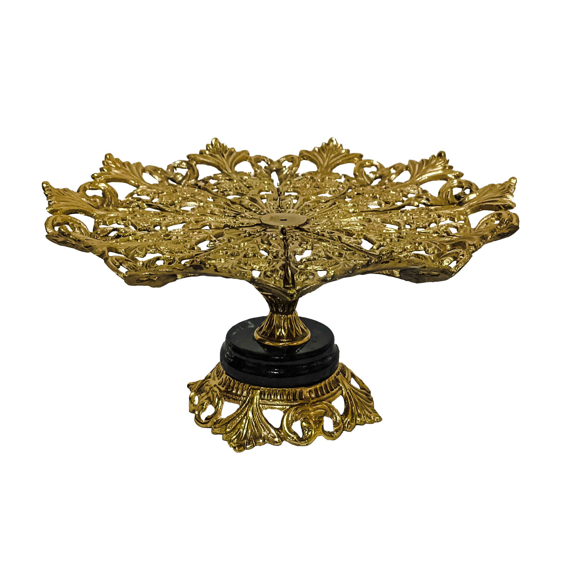 Price and Buy Brass Serving Stand with Intricate Floral Details