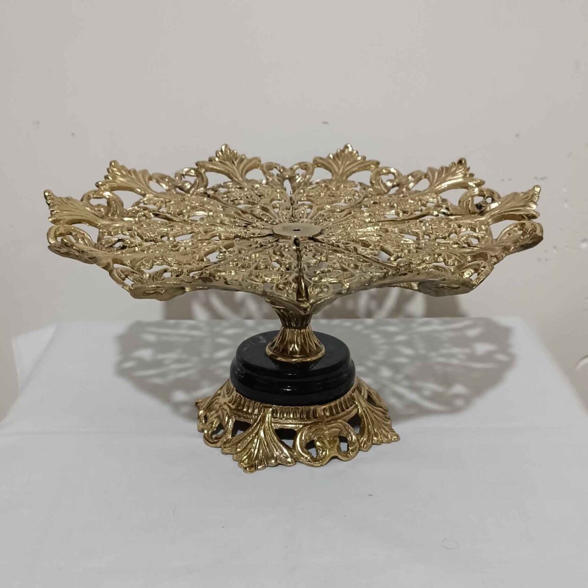Price and Buy Brass Serving Stand with Intricate Floral Details - Image 3