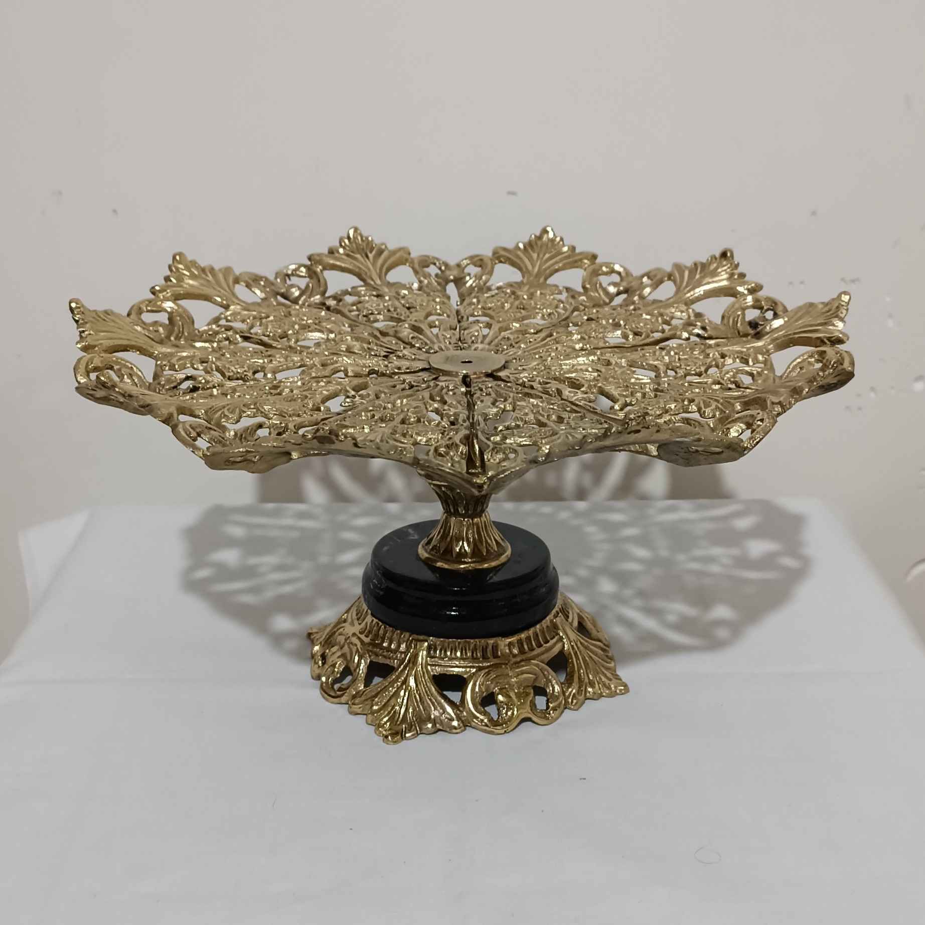 Price and Buy Brass Serving Stand with Intricate Floral Details - Image 3
