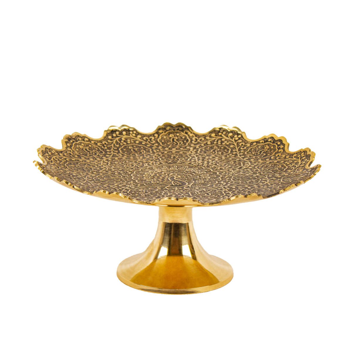 Price and Buy Brass Serving Stand with Intricate Floral Engraving for Stylish Hosting