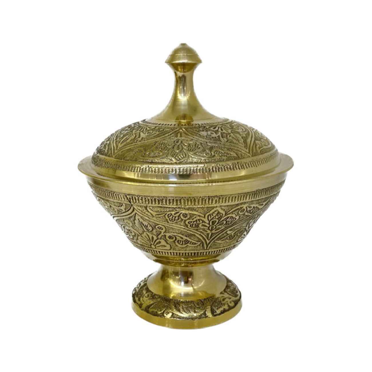 Price and Buy Brass Sugar Bowl with Decorative Lid & Footed
