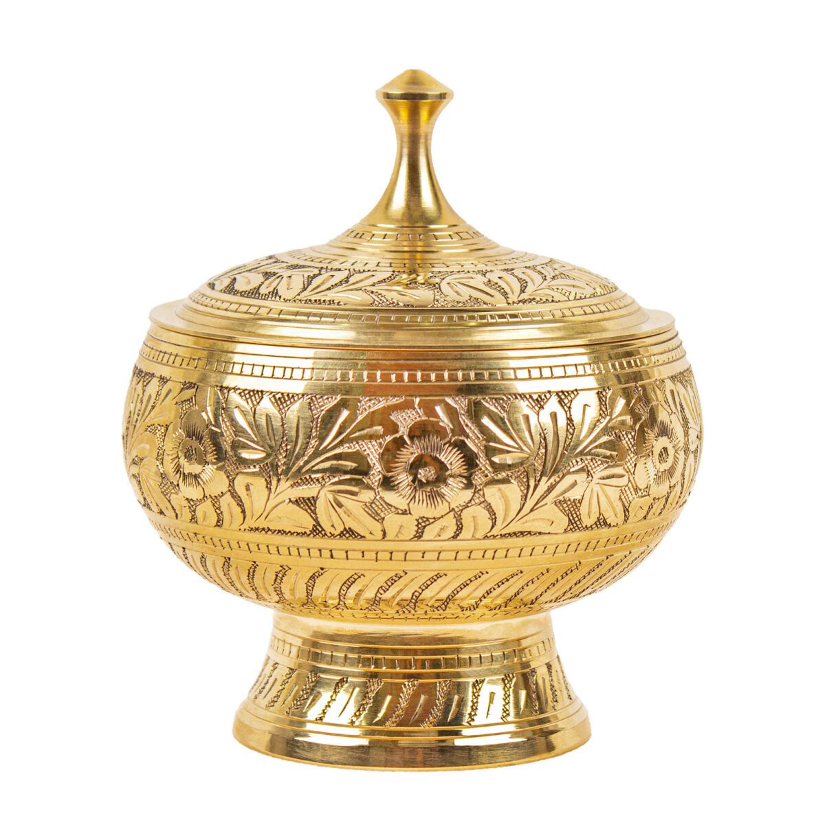 Price and Buy Brass Sugar Bowl with Lid Floral