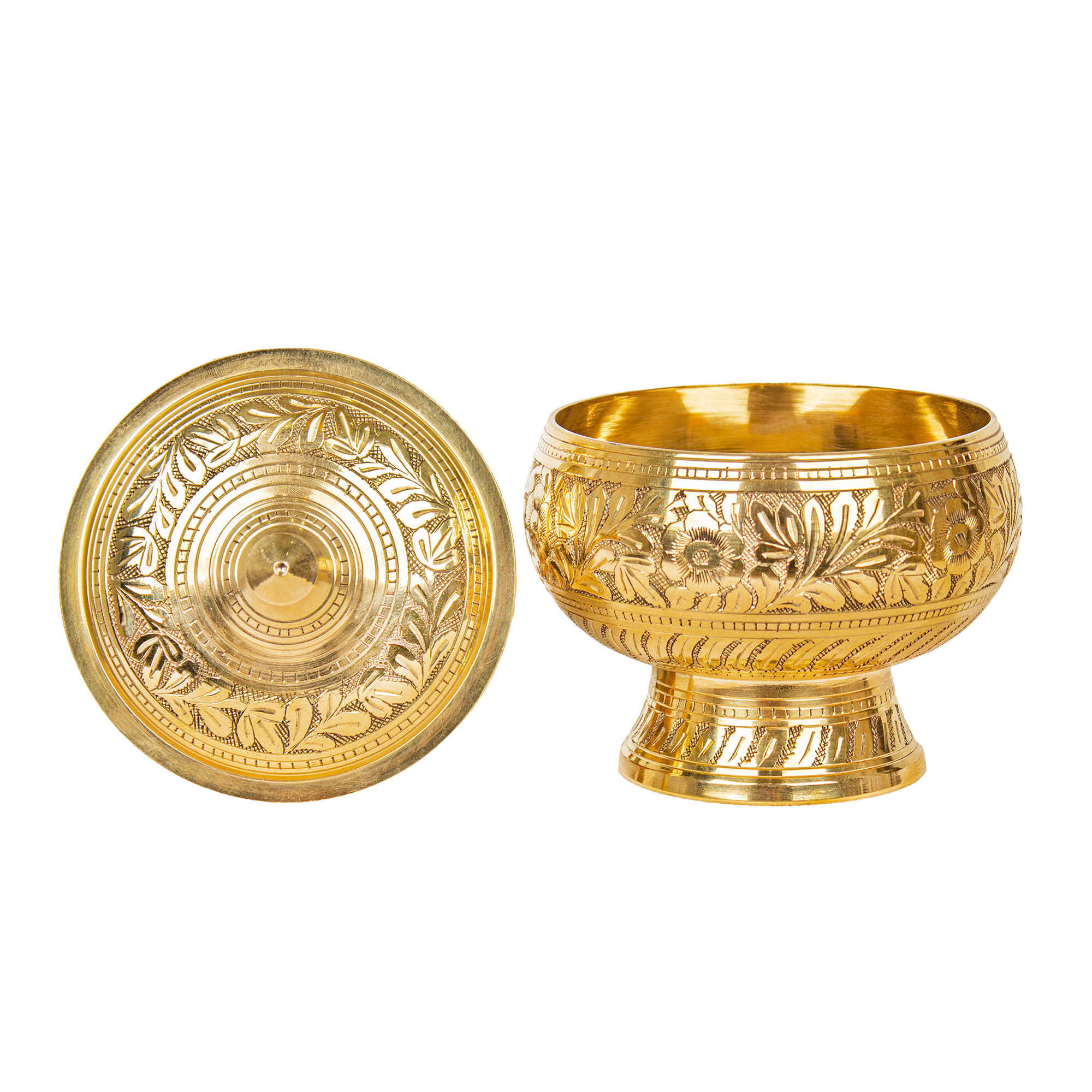 Price and Buy Brass Sugar Bowl with Lid Floral - Image 4