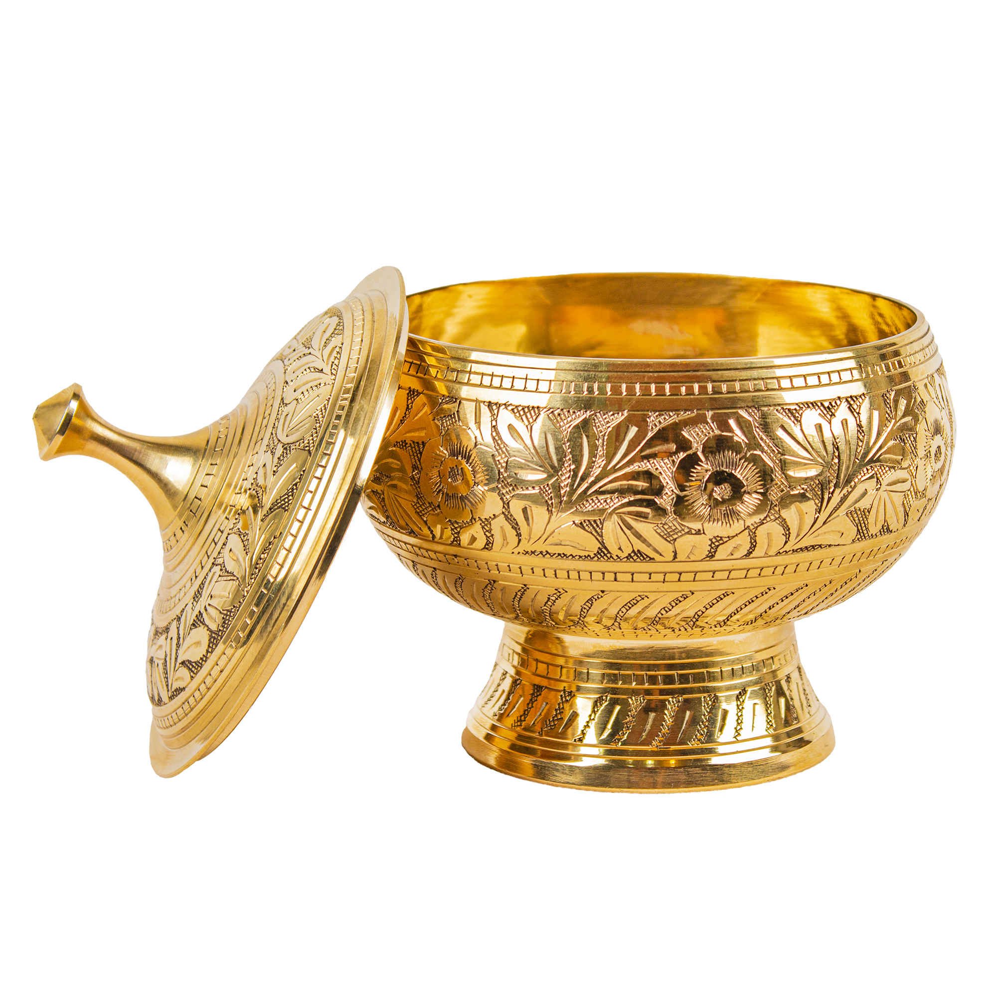 Price and Buy Brass Sugar Bowl with Lid Floral - Image 5