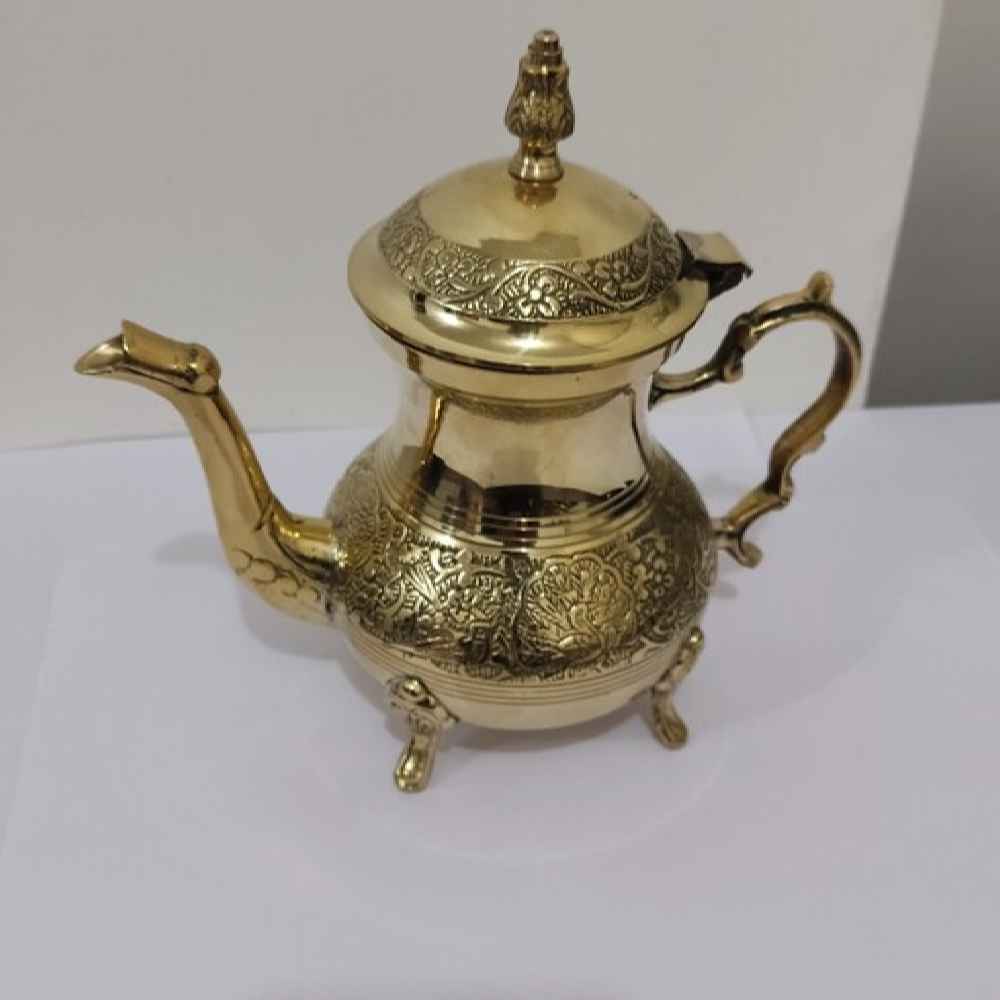 Price and Buy Brass Teapot Hand-Engraved with Elegant Etched Design Peacock - Image 3