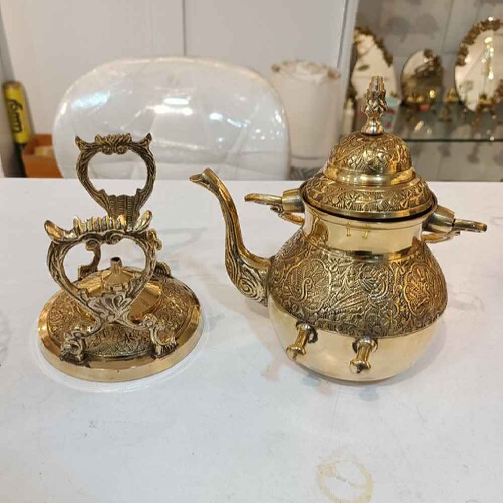 Price and Buy Brass Teapot Hand-Engraved with Elegant Etched Design Tala - Image 3