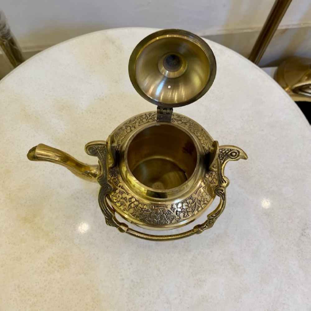 Price and Buy Brass Teapot Handcrafted with Elegant Floral Design Peacock - Image 3