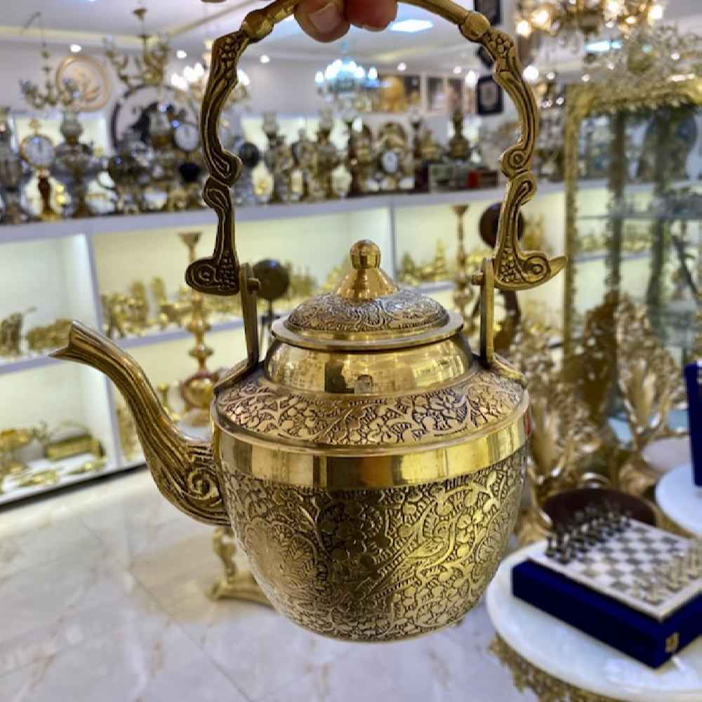 Price and Buy Brass Teapot Handcrafted with Elegant Floral Design Peacock - Image 4