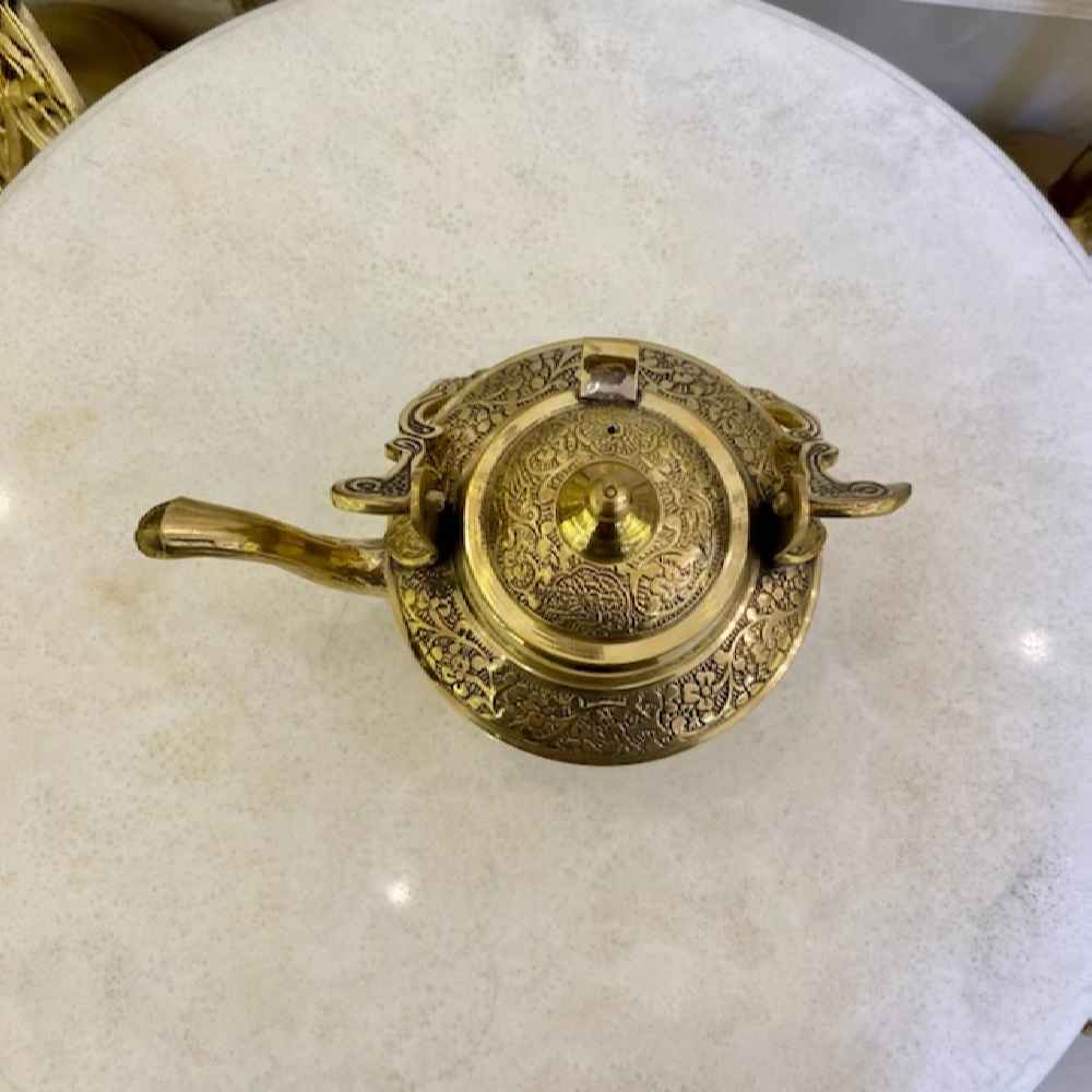 Price and Buy Brass Teapot Handcrafted with Elegant Floral Design Peacock - Image 5