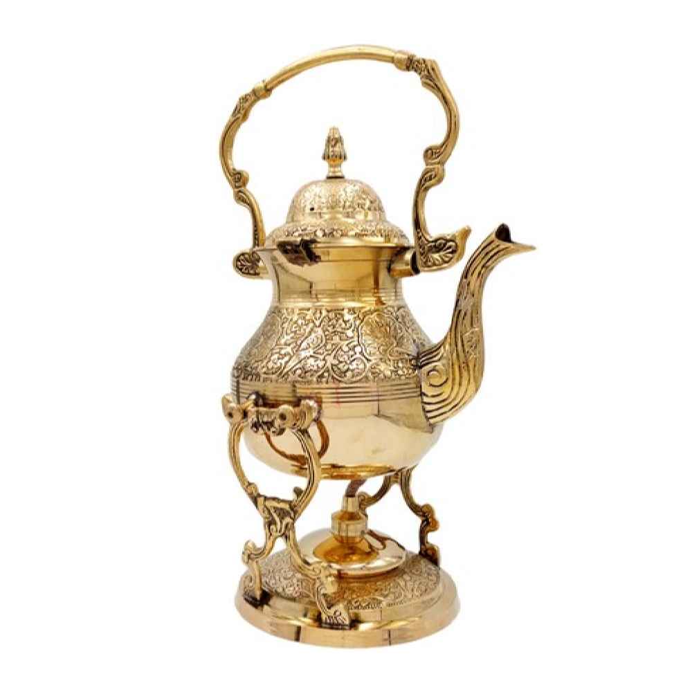 Price and Buy Brass Teapot & Warmer Hand-Engraved with Elegant Etched Design - Image 3