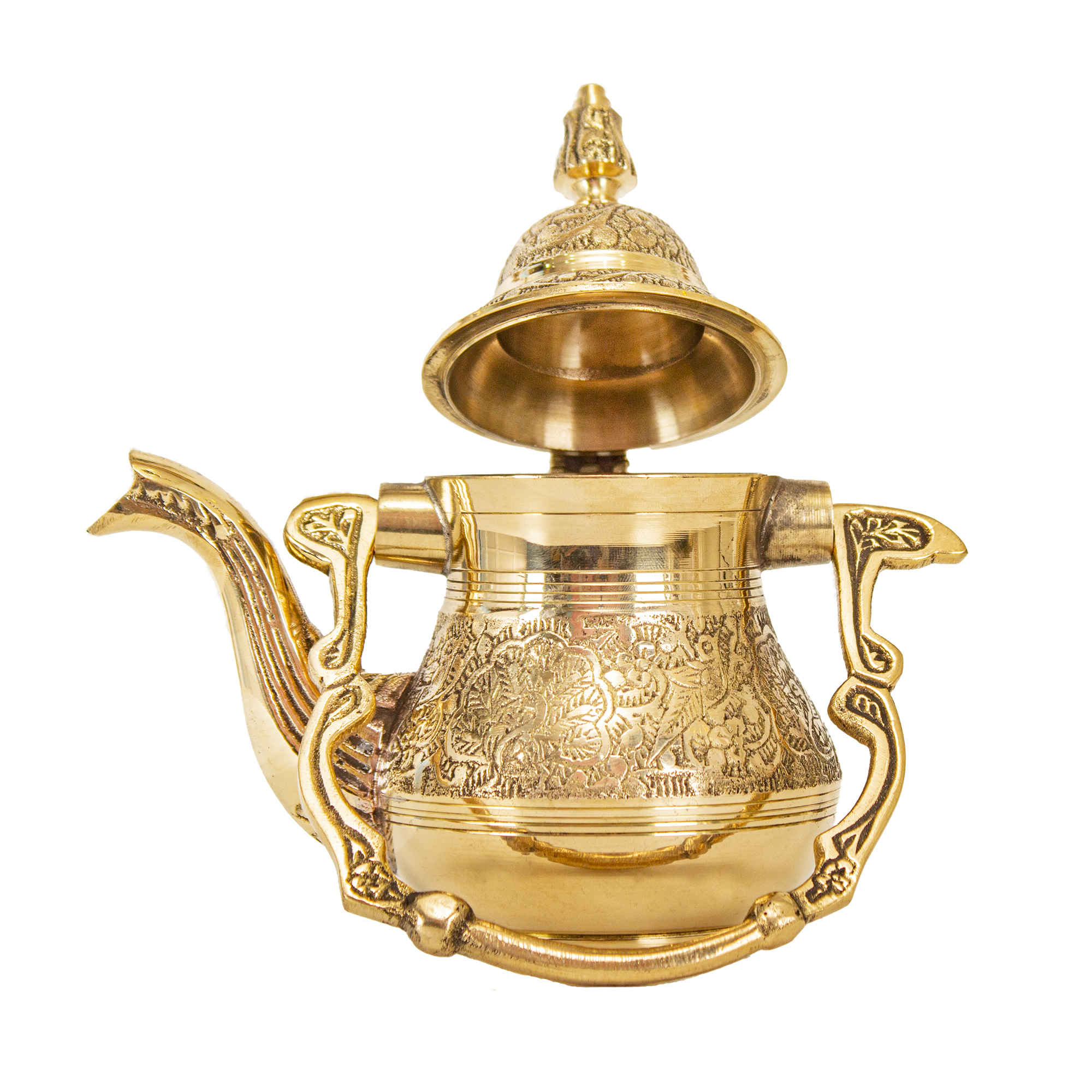 Price and Buy Brass Teapot with Warmer Base Hand Engraved Luxurious Design - Image 5