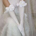 Price and Buy Bridal Gloves Decorated With Satin Flowers, Suitable for Weddings & Ceremonies