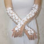 Price and Buy Bridal Gloves With Blossom Design For Wedding And Reception