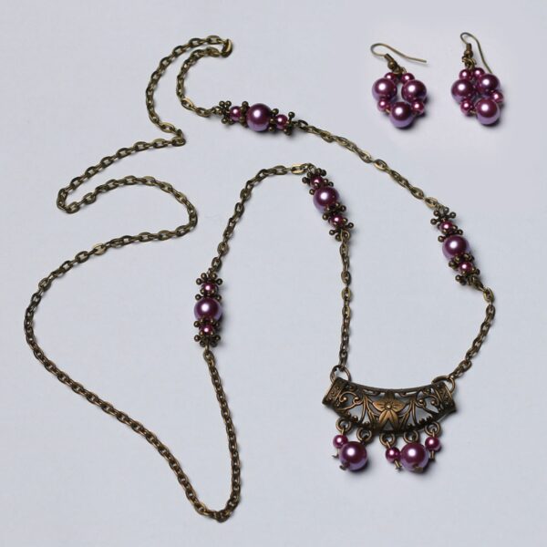 Price and Buy Bronze Jewelry Set Chain Necklace with Purple Pearl & Matching Earring_690253c3ee372.jpeg Price and Buy Bronze Jewelry Set Chain Necklace with Purple Pearl & Matching Earring