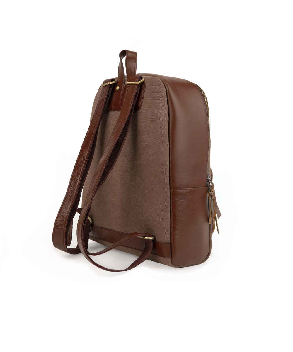Price and Buy Brown Leather & Canvas Women’s Backpack – Model Nina - Image 7
