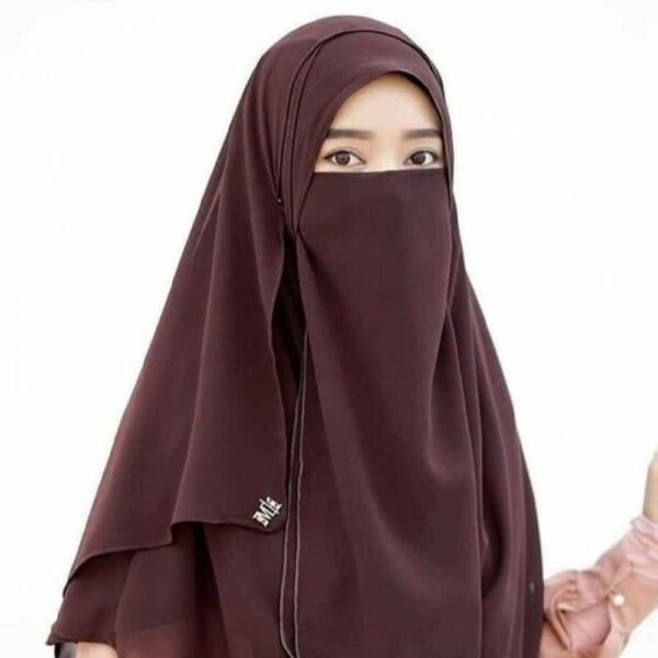 Price and Buy Brown Muslim Square Scarf & Niqab Set for Women_68fdc43a78e9b.jpeg Price and Buy Brown Muslim Square Scarf & Niqab Set for Women