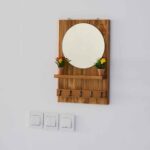 Price and Buy Brown Wooden Mirrored Key Holder – Stylish Wall Organizer for Entryway and Hallway - Image 3