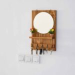 Price and Buy Brown Wooden Mirrored Key Holder – Stylish Wall Organizer for Entryway and Hallway - Image 6