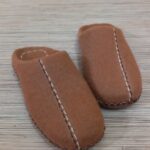 Price and Buy Brown Wool Felt Slippers with Handcrafted Decorative Stitching - Image 3