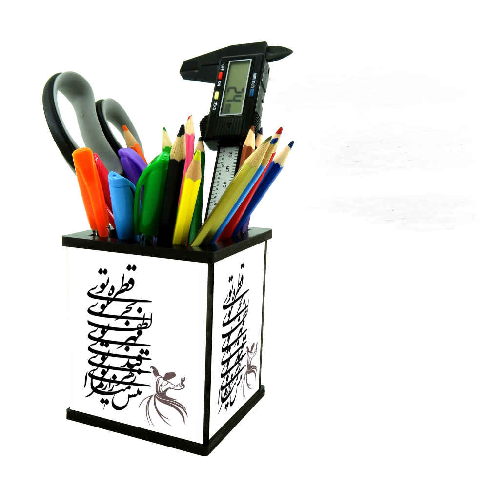 Price and Buy Calligraphy-Inspired Wooden Pen Holder with Persian Motifs for Desk - Image 3