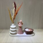 Price and Buy Candle Set Includes Angel Candle, Heart Candle, Waterfall Vase, and Under TrayConcrete