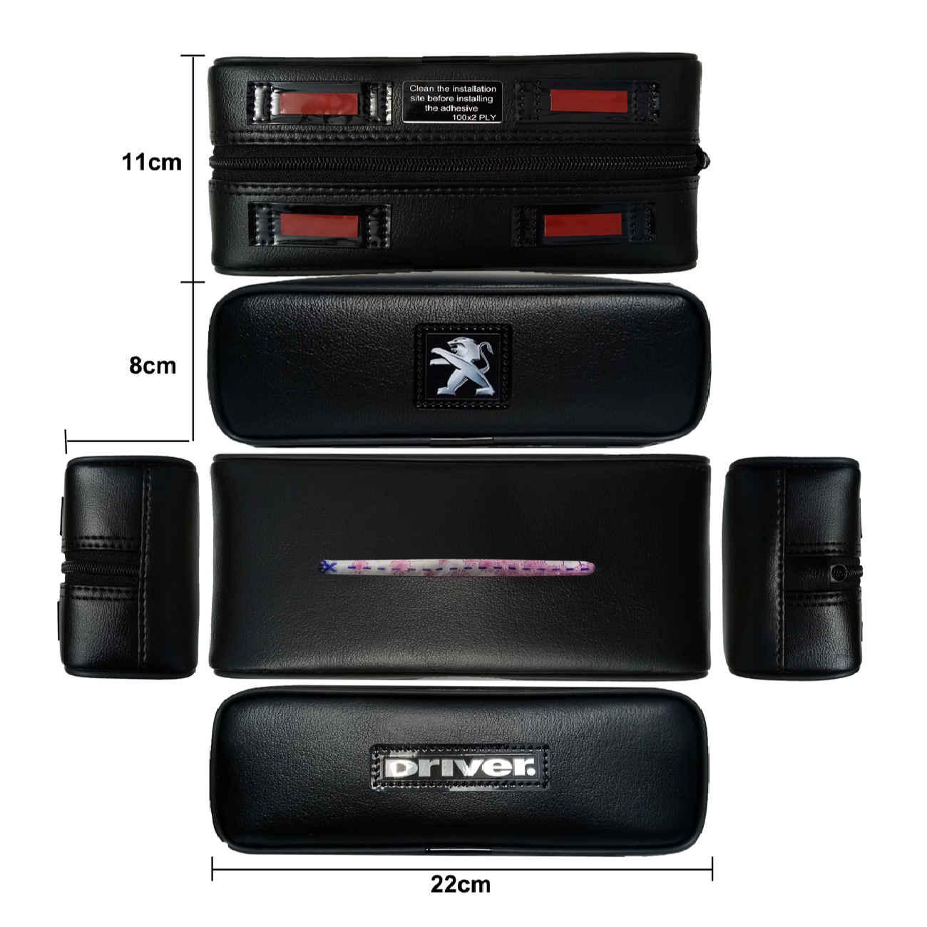 Price and Buy Car Tissue Holder – Premium Faux Leather, Backseat Installation-Peugeot Logo - Image 3