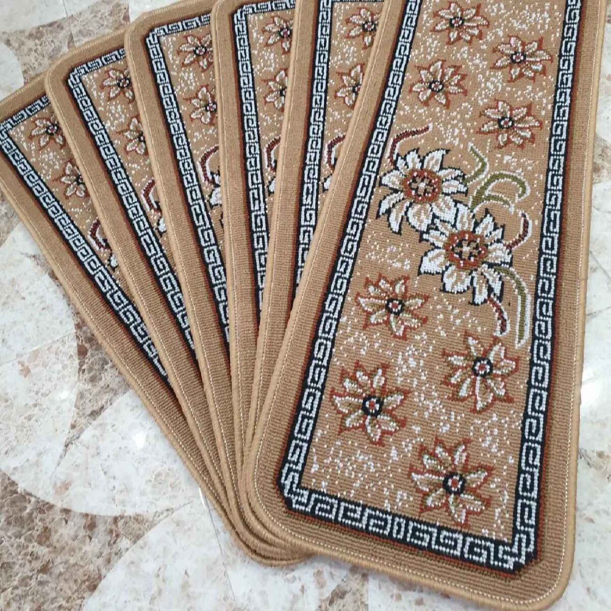 Price and Buy Carpet Stair Tread Indoor – Persian Inspired Floral Design, 6 Pcs - Image 3