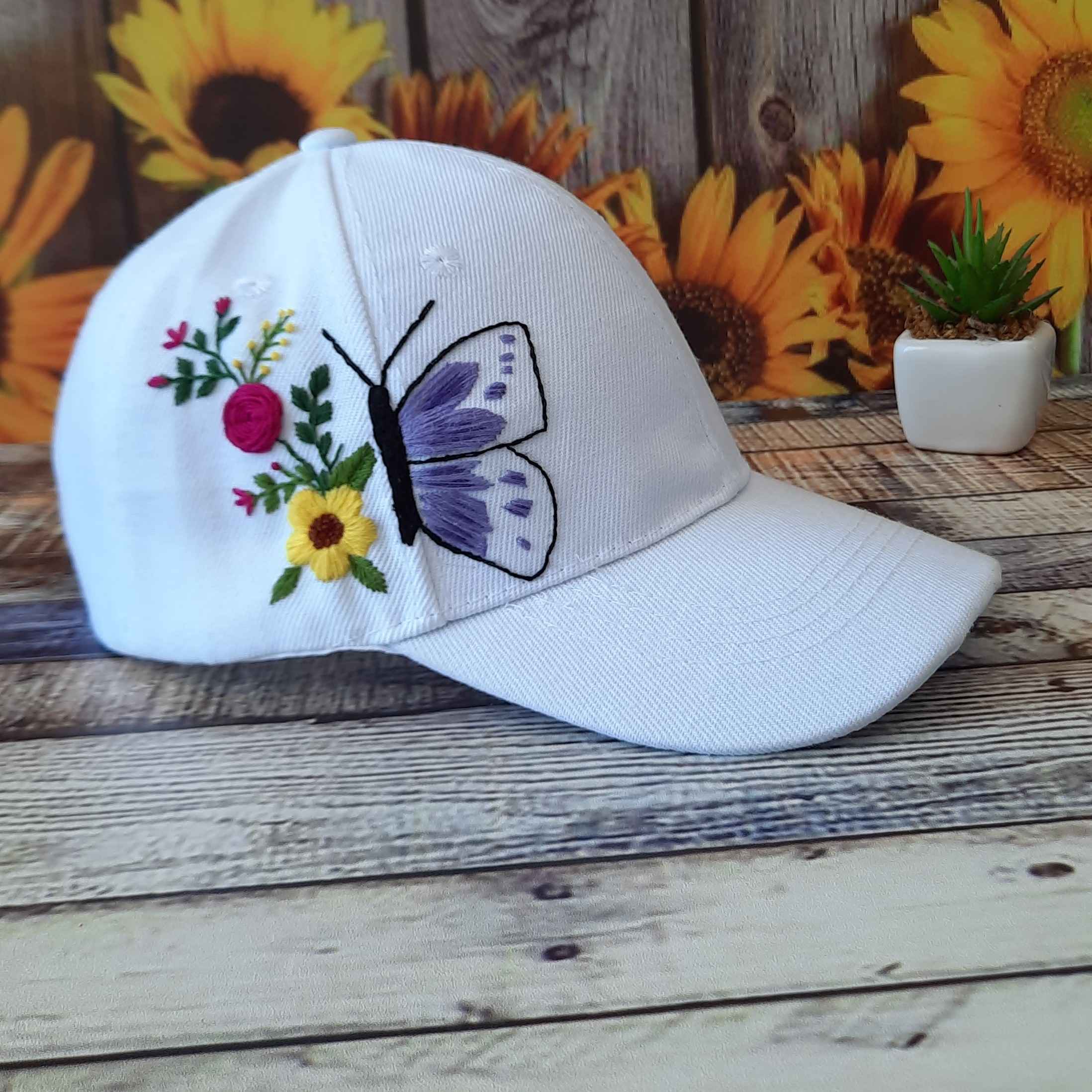 Price and Buy Casual Embroidered Cap – Soft Fabric, Clean Finish in Butterfly Pattern