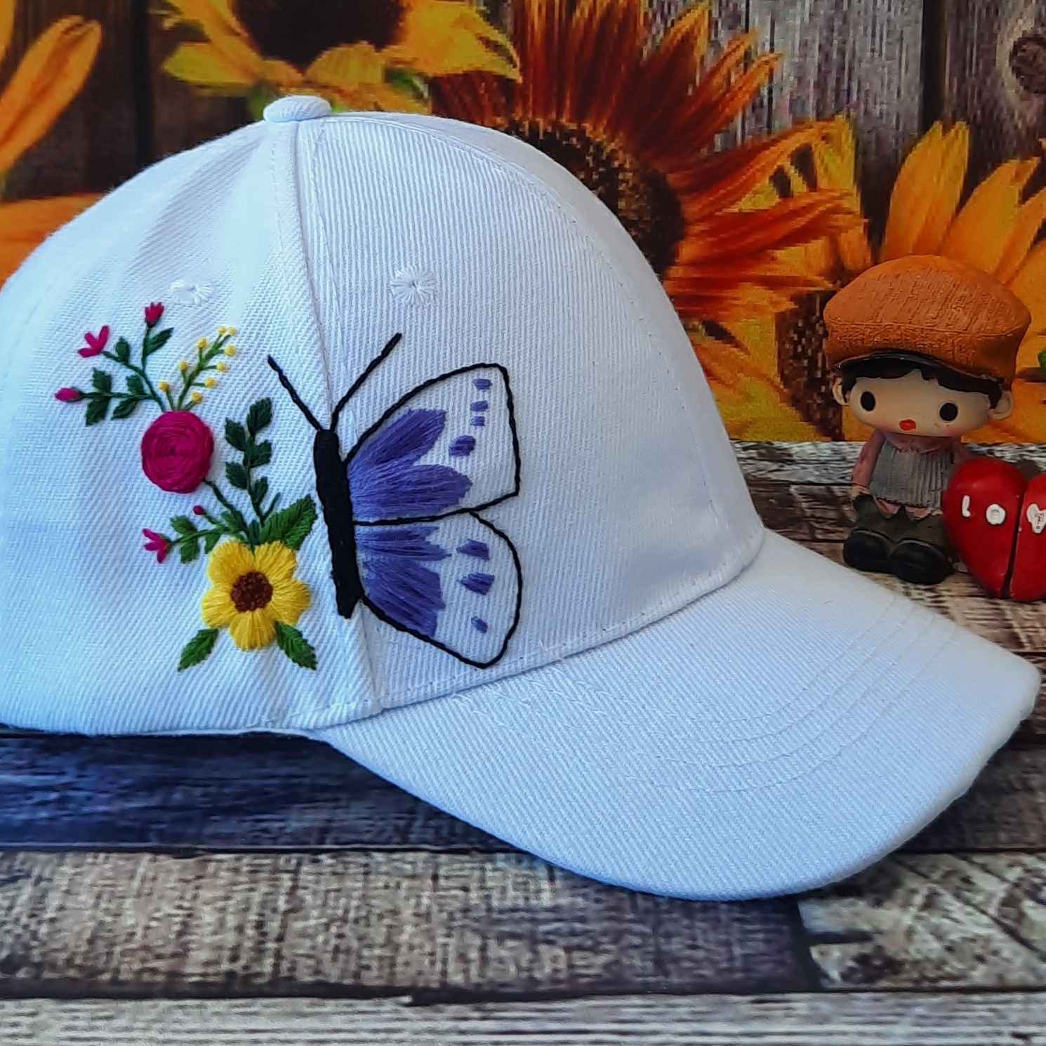 Price and Buy Casual Embroidered Cap – Soft Fabric, Clean Finish in Butterfly Pattern - Image 3