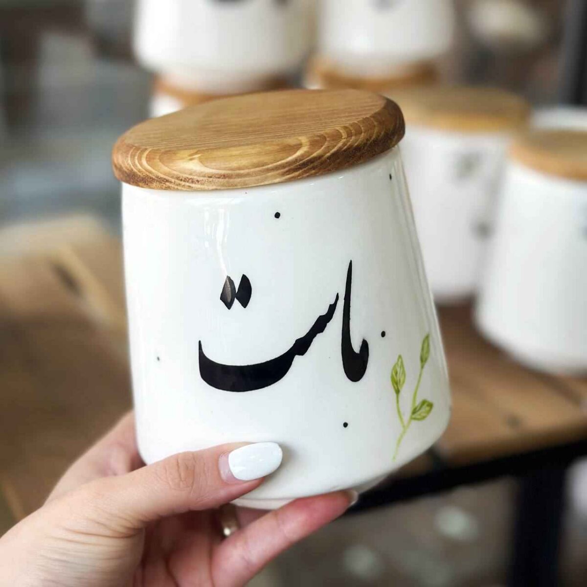 Price and Buy Ceramic Canister Jar for Kitchen Round with Persian Calligraphy Mast - Image 3