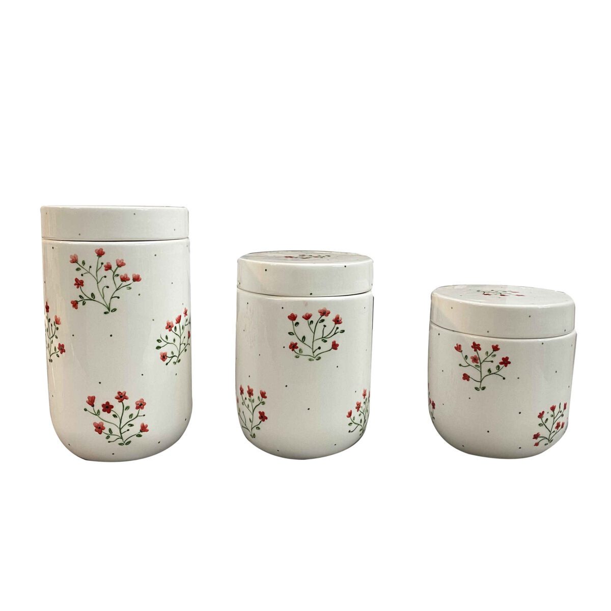 Price and Buy Ceramic Canister Jar with Flower Design Set of 3